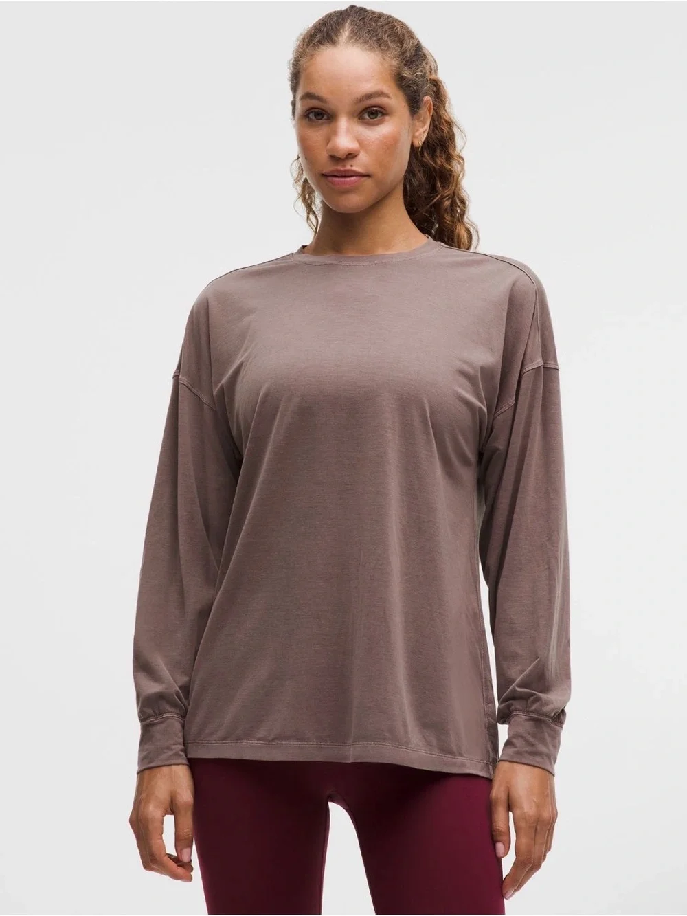 lululemon Easy Set Relaxed Long Sleeve Tee in Dilute Wash Twig